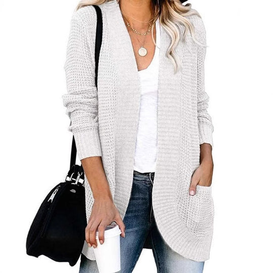 Damen Strickcardigan mit praktischen Taschen und luftiger Struktur EB