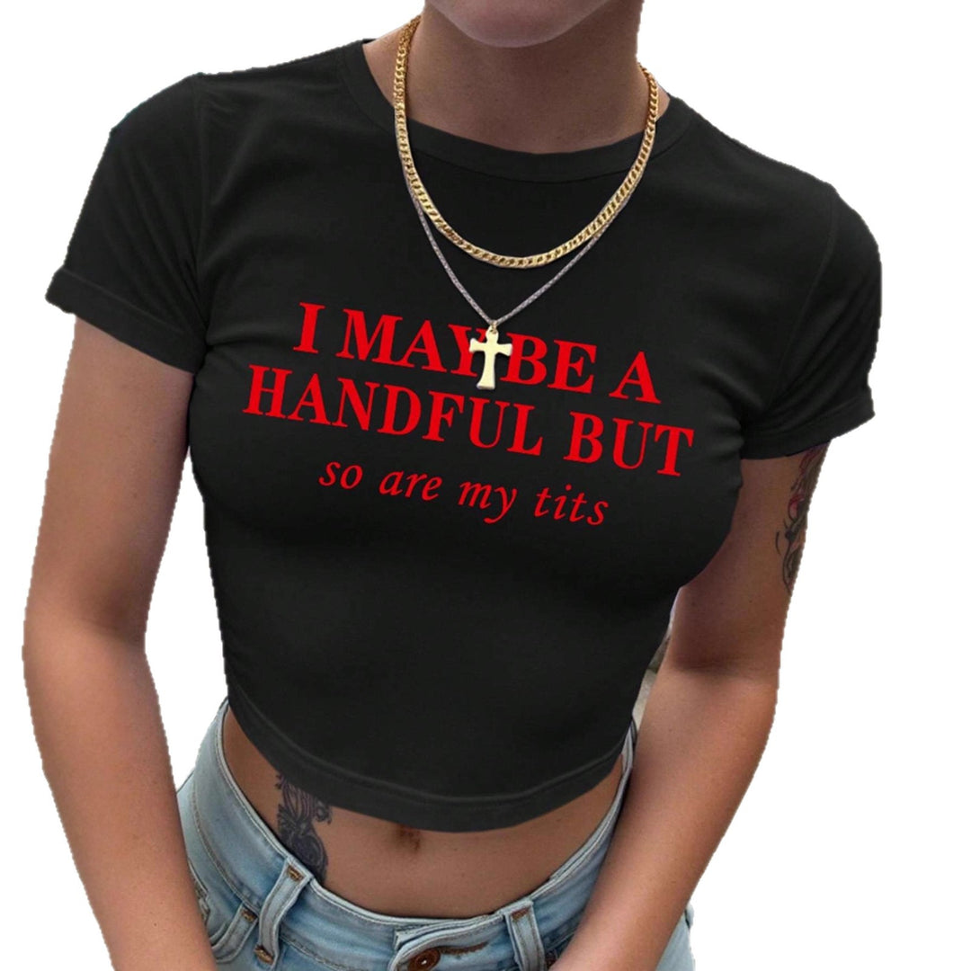 Damen Crop-T-Shirt mit witzigem Schriftzug EB