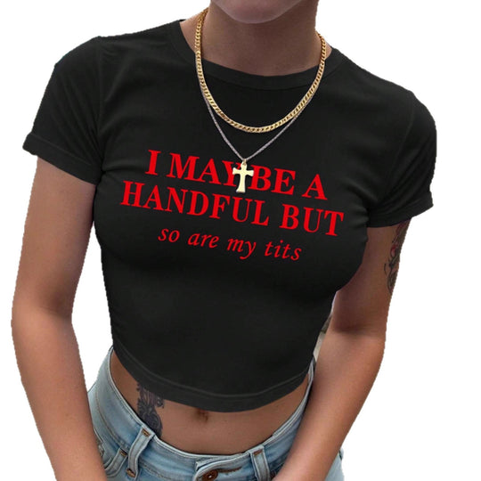 Damen Crop-T-Shirt mit witzigem Schriftzug EB