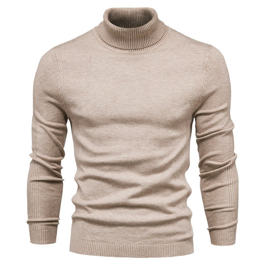 Herren Strickpullover mit hohem Kragen und feinem Rippmuster EB