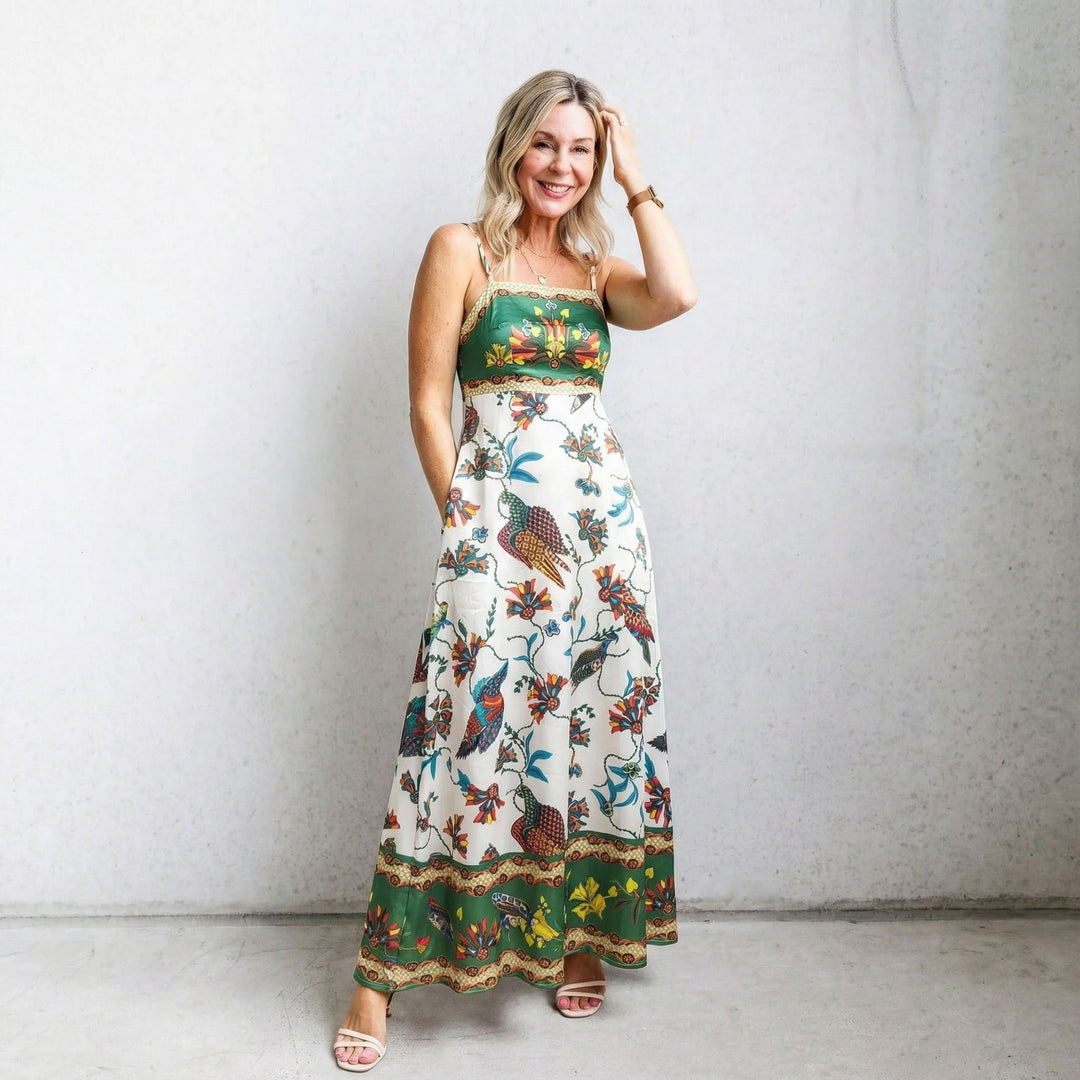 Damen Maxi-Kleid mit aufregendem Grafikdruck und verspieltem Design EB