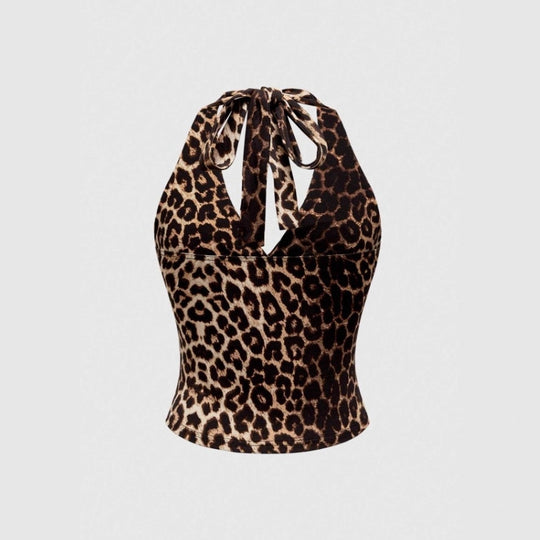 Damen Cut-Out Top mit Leo-Muster EB