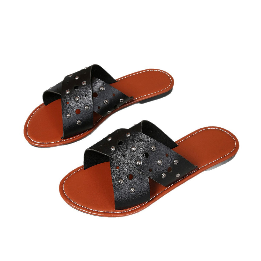 Damen Riemensandalen mit glänzenden Nieten und komfortabler Fußbettgestaltung EB