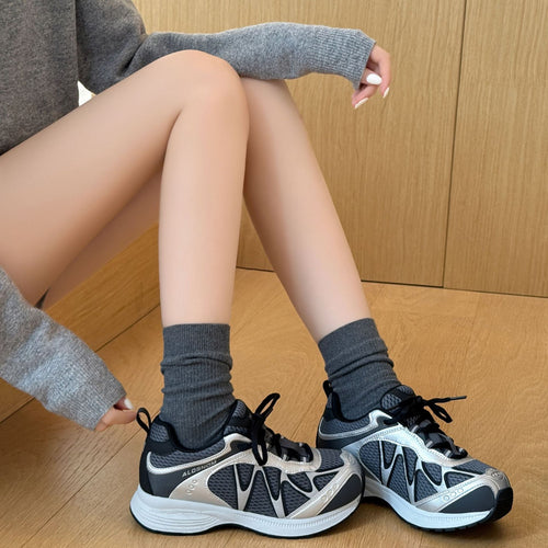 Damen Sportliche Sneaker mit atmungsaktivem Mesh-Obermaterial und gepolsterter Sohle EB