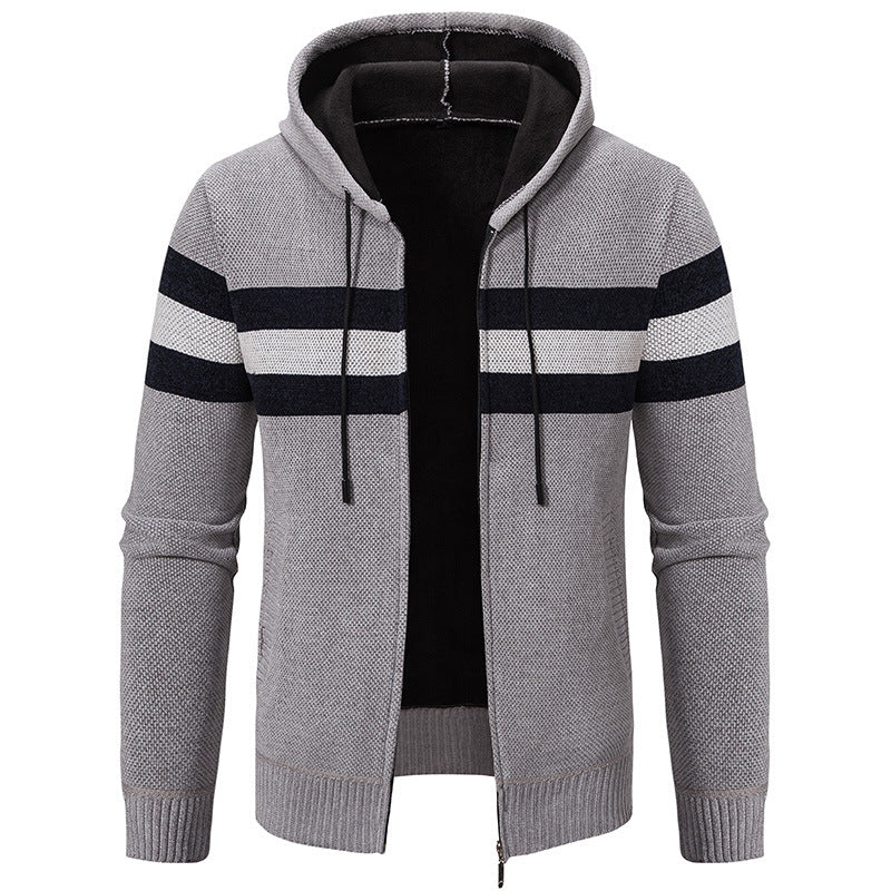Herren modische Kapuzenjacke mit strukturiertem Design und elegantem Innenkragen EB