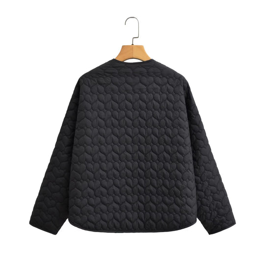 Damen gesteppte Übergangsjacke mit seitlichen Eingrifftaschen und modernem Design EB