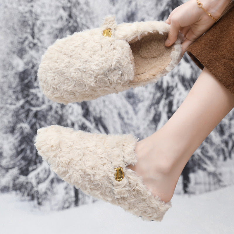 Damen Flauschige Hausschuhe mit modischem Design und warmem Futter EB