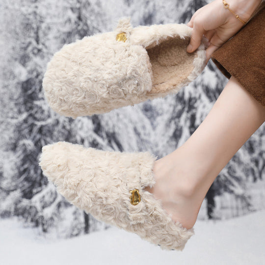 Damen Flauschige Hausschuhe mit modischem Design und warmem Futter EB