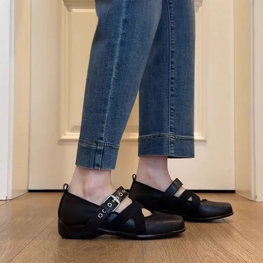 Damen Freizeit-Ballerinas mit elegantem Riemendesign und komfortabler Sohle EB