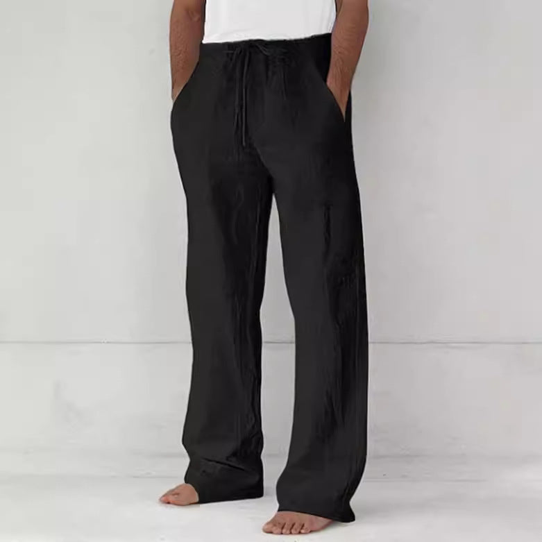 Herren nan leichte Relax-Chino aus Leinenmix mit weitem Bein, Kordelbund und seitlichen Eingrifftaschen EB