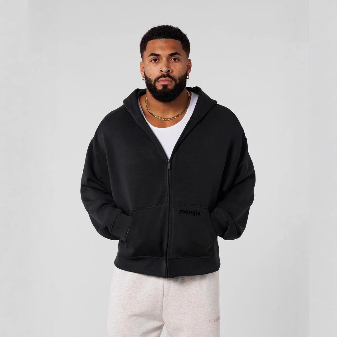 Herren Kapuzenpullover mit durchgehendem Reißverschluss und praktischen Taschen EB