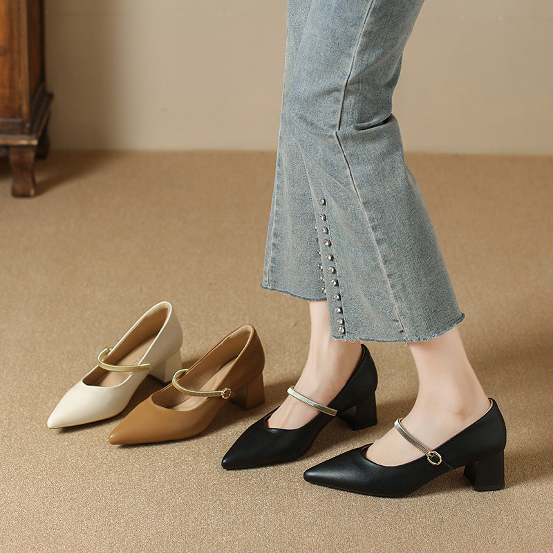 Damen Slingback-Pumps mit elegantem Riemen und komfortablem Blockabsatz EB