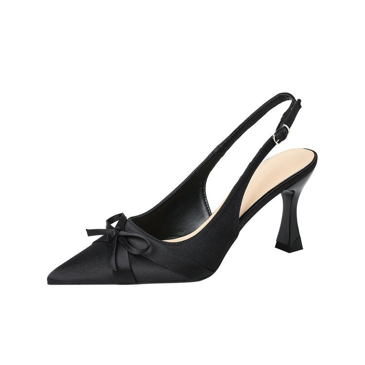 Damen Slingback Pumps mit zartem Schleifenakzent und elegantem Blockabsatz EB