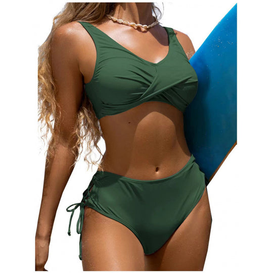 Damen Hochgeschnittener Bikini mit raffiniertem Wickeldetail EB
