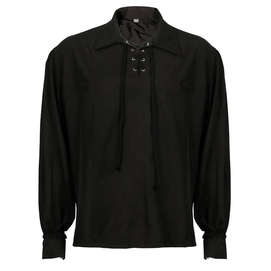 Herren nan lässiges Kurzarmshirt mit geschnürter V-Kehle, kurzem Stehkragen und weichem Baumwollmix Eb