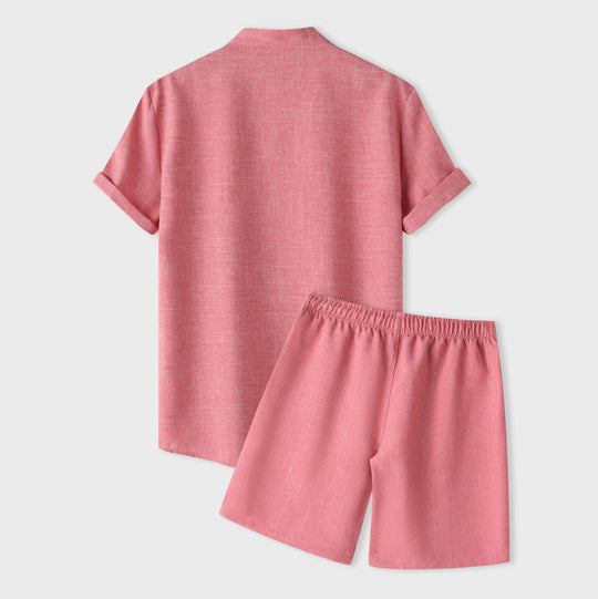 Damen Kurzarm Pyjama-Set aus atmungsaktivem Stoff mit elastischem Bund EB