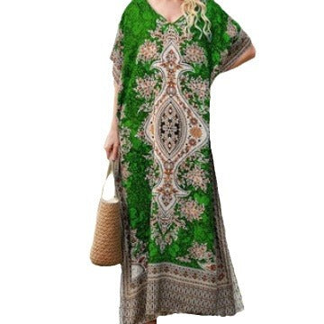 Damen Maxikleid mit detailliertem Floral- und Paisleydesign EB