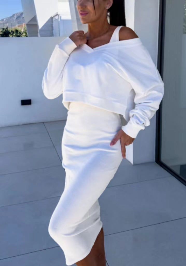 Damen Freizeit-Minikleid- und Sweater-Kombination EB
