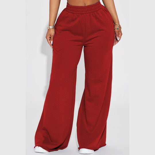 Damen nan weite High-Waist Loungehose mit elastischem Bund und praktischen Seitentaschen EB