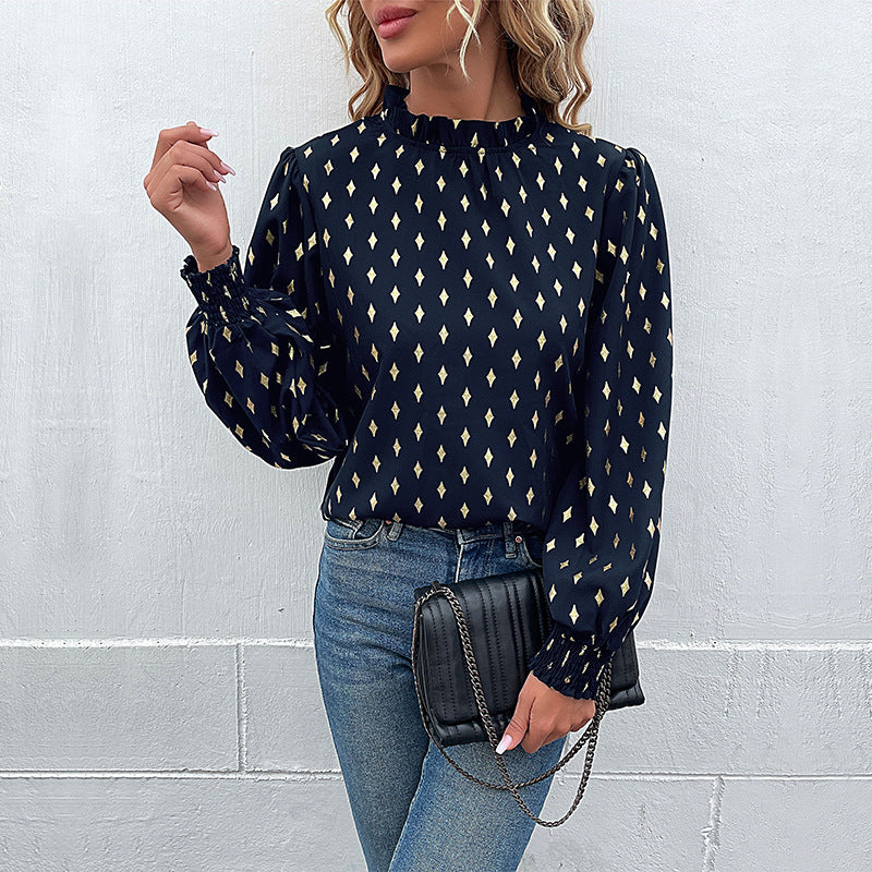 Damen Bluse mit hochwertigem Druck und großzügigen Puffärmeln EB