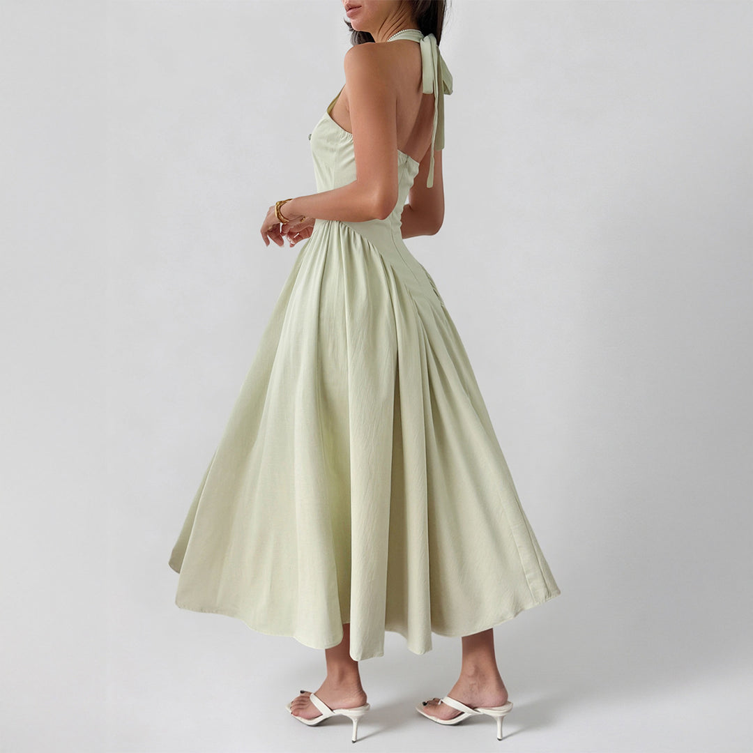 Damen Midikleid mit lässigem Rückenausschnitt und Schleifenverschluss EB
