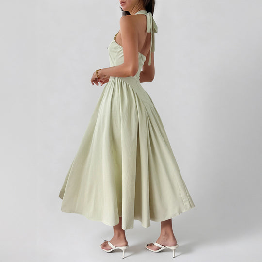 Damen Midikleid mit lässigem Rückenausschnitt und Schleifenverschluss EB