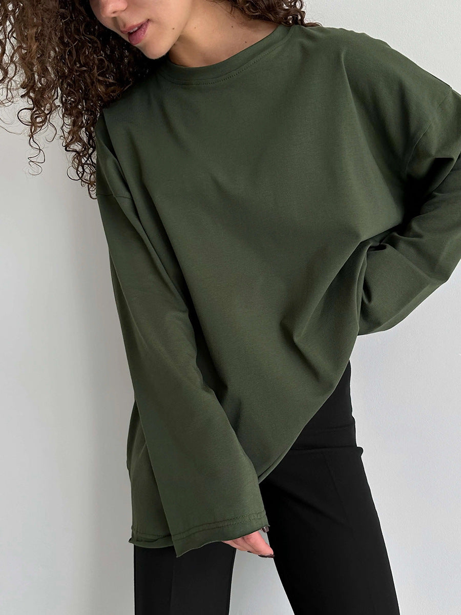 Damen Oversize Langarmshirt mit hohem Kragen EB