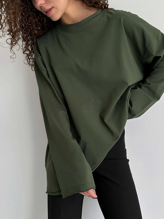 Damen Oversize Langarmshirt mit hohem Kragen EB