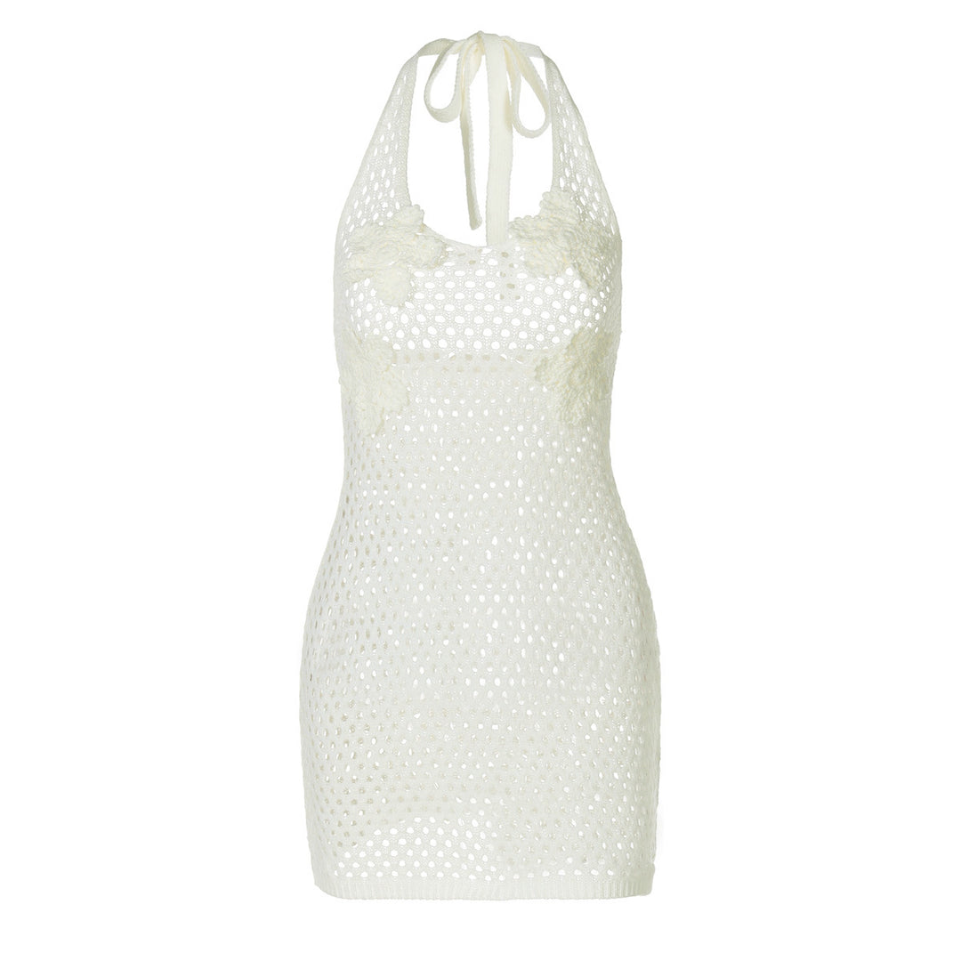 Damen Handgehäkeltes Strandkleid mit floralen Akzenten EB