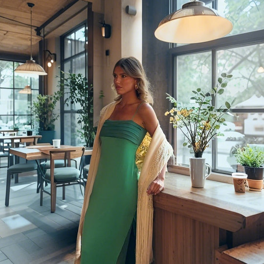 Damen Elegantes, schulterfreies Abendkleid mit Raffungen und Beinschlitz EB