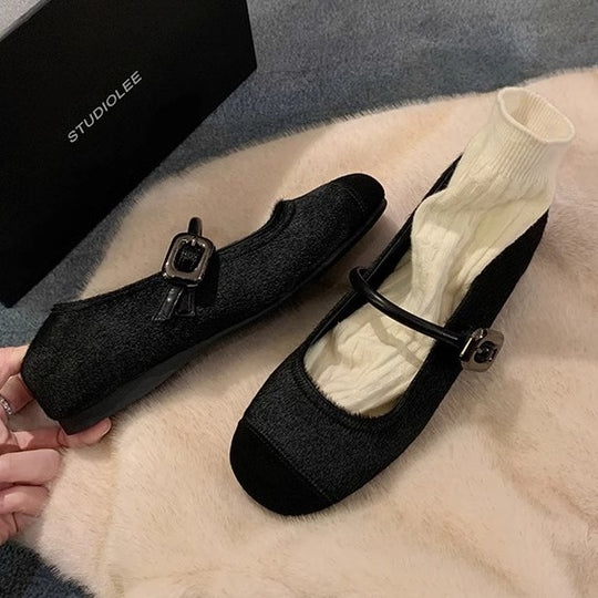 Damen Ballerina mit elegantem Leopardenmuster und modischem Schnallenverschluss EB