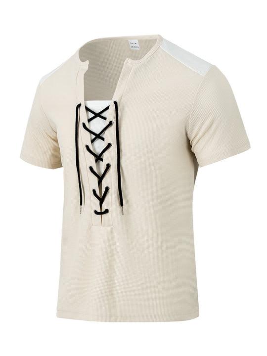 Herren Kurzarm Shirt mit sportlichem Schnürdesign EB