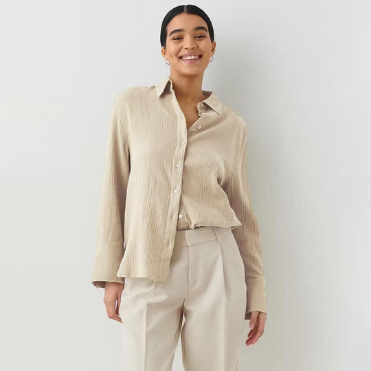Damen Lässige Bluse im leichten Karo-Design mit langem Arm EB