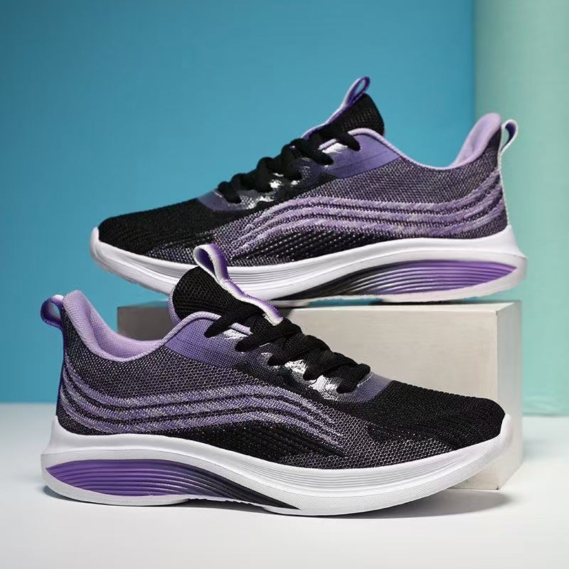 Damen Leichte Fitness-Sneaker mit atmungsaktiver Strick-Oberfläche und stoßdämpfender Sohle EB