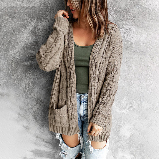 Damen Strickjacke mit Kabelmuster und lässiger Passform EB
