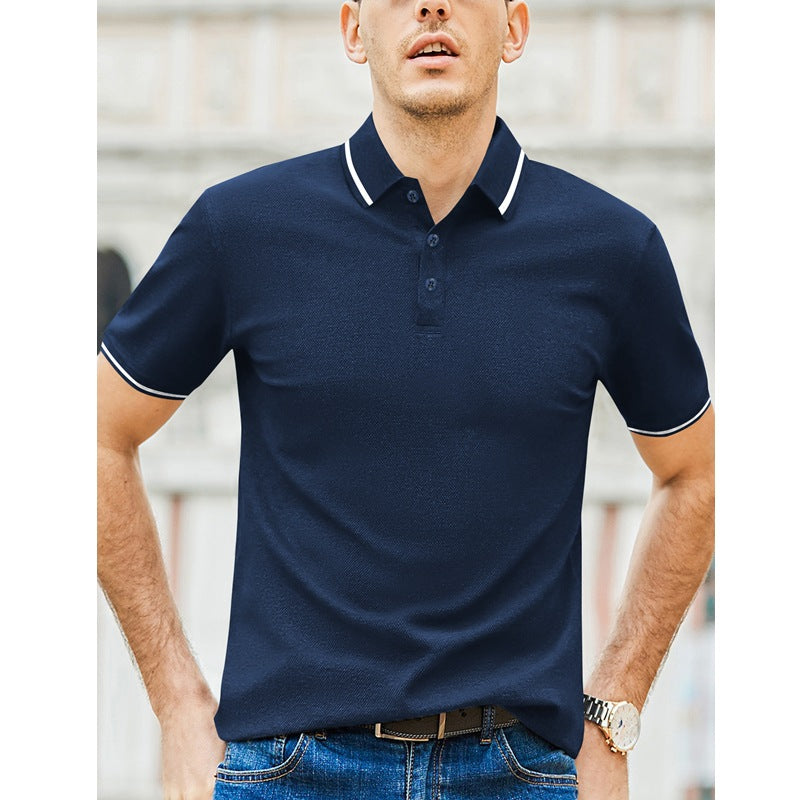 Herren Kurzarm-Polohemd mit modernem Bicolor-Kragen und atmungsaktiver Baumwollqualität EB