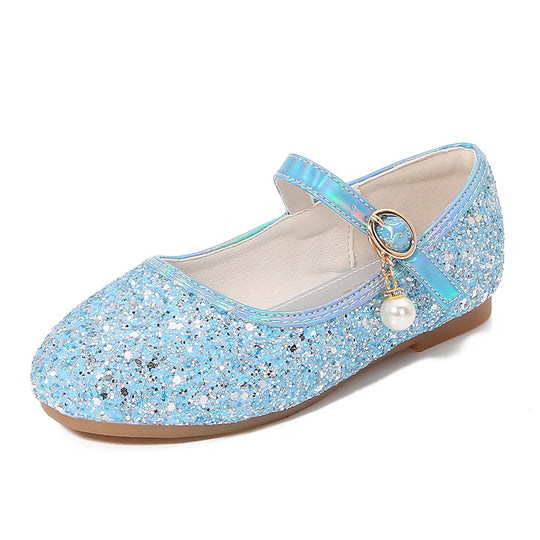Mädchen Glitzernde Mary Jane Ballerinas mit Perlenapplikation EB