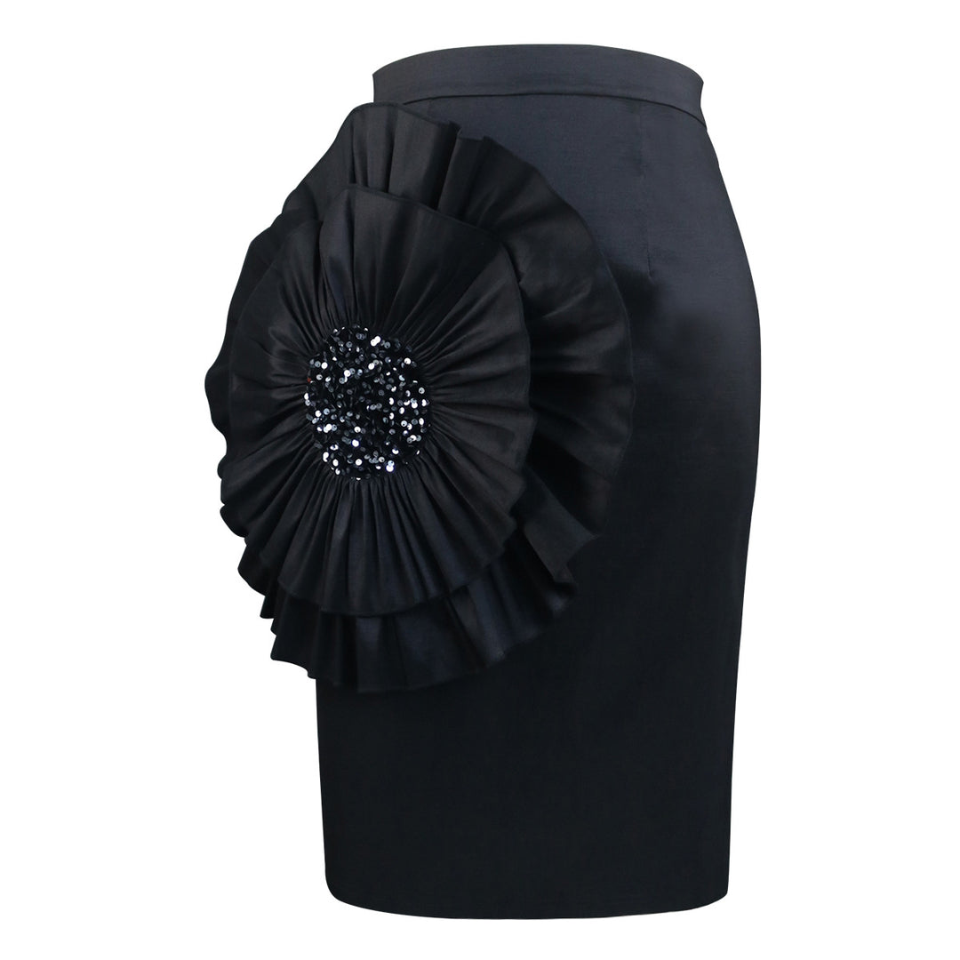 Damen Bleistiftrock mit voluminösem Rüschen-Detail EB