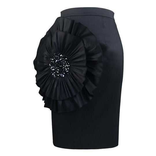 Damen Bleistiftrock mit voluminösem Rüschen-Detail EB