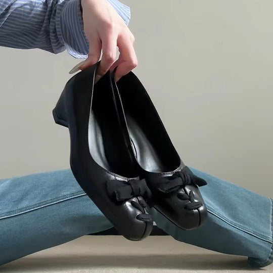 Damen elegante Ballerinas mit hochwertiger Schleifenapplikation EB