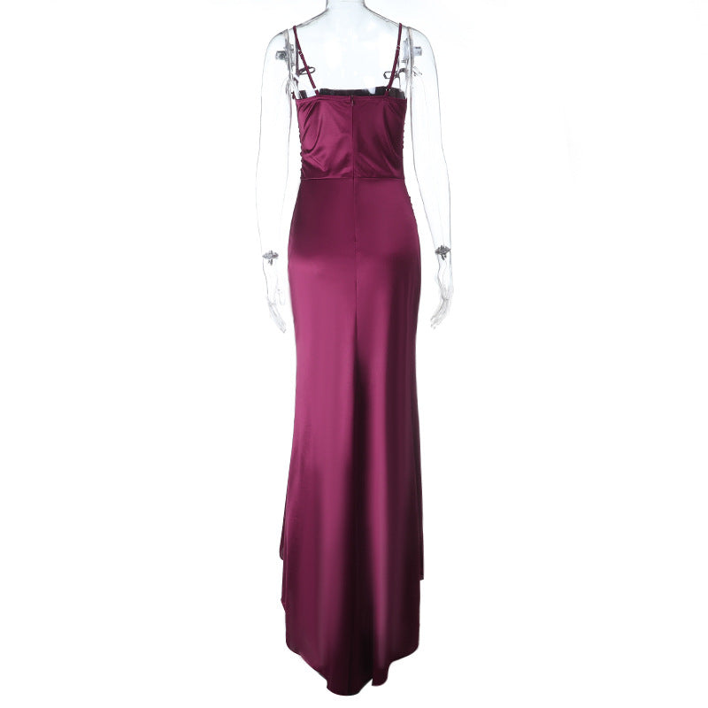Damen Maxikleid mit raffinierten Falten und charmanten Spaghettiträgern EB