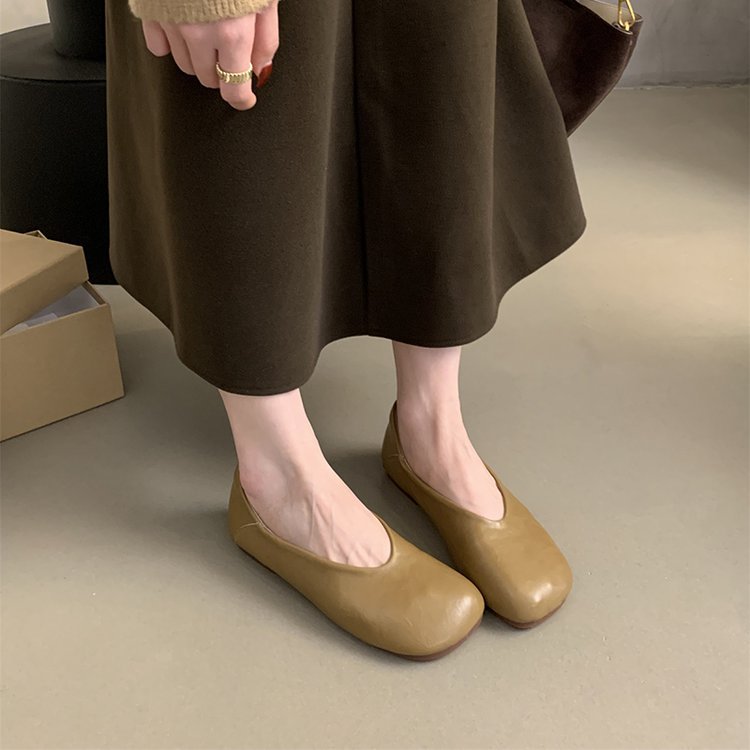 Damen Ballerina-Pantoletten mit weichem Leder und bequemem Fußbett EB