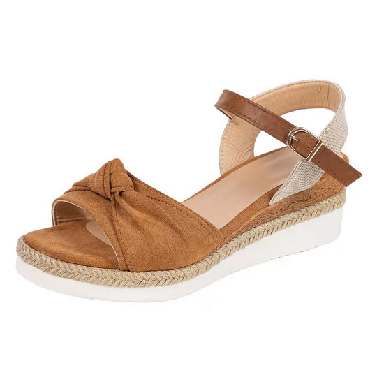 Damen Wedge-Sandaletten mit eleganter Schleifenapplikation und komfortablem Fußbett EB