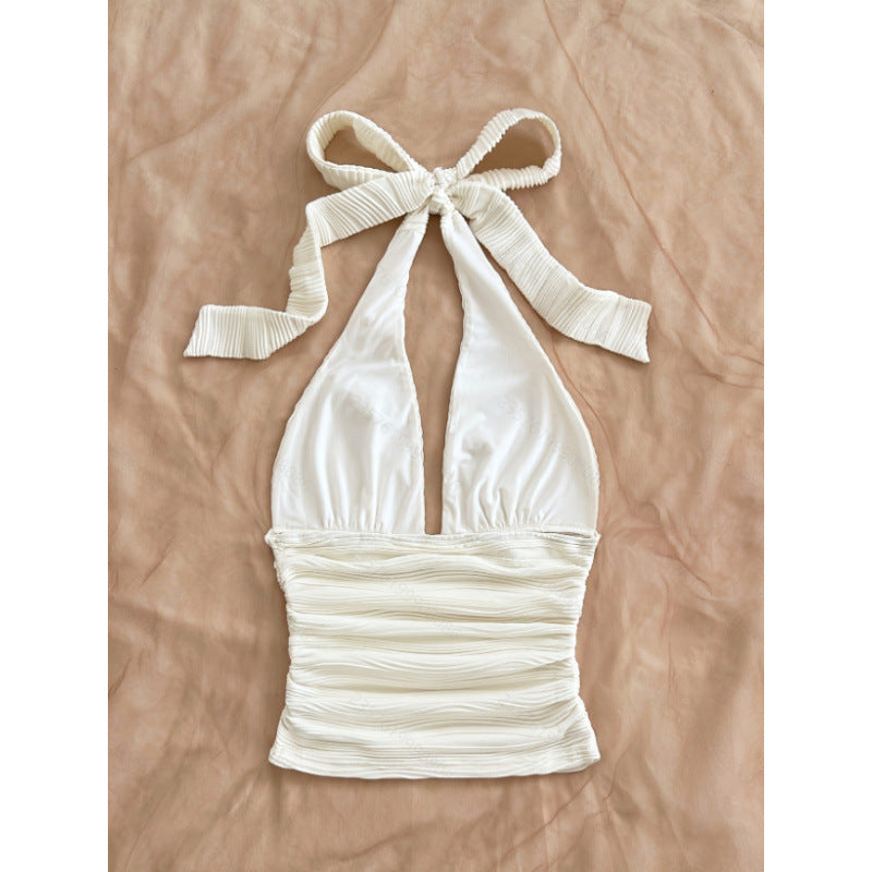 Damen Hochflexibles Crop-Top mit nahtlosem Design und Rüschen EB