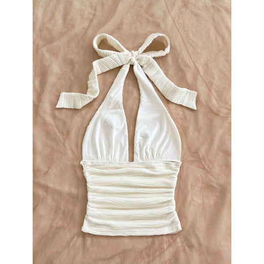Damen Hochflexibles Crop-Top mit nahtlosem Design und Rüschen EB
