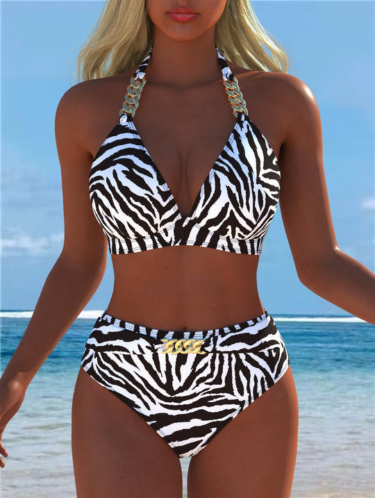 Damen Bikini mit luxuriösem Marmormuster und edlen Details EB