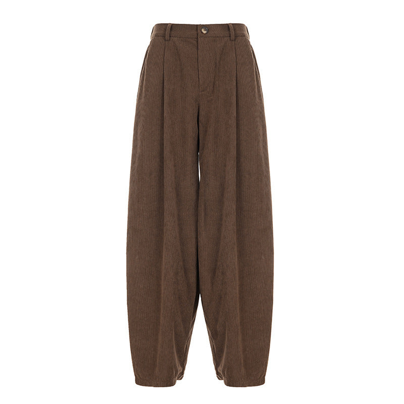Damen Hochtaillierte Weite Hose mit Faltenwurf EB