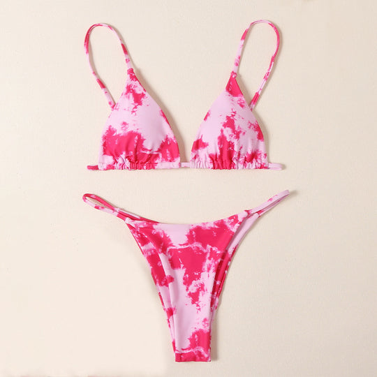 Damen Triangel-Bikini mit verstellbaren Trägern und schickem Batikmuster EB