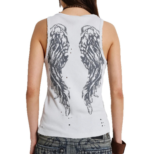 Damen lässiges Tanktop mit stylischem Grafikdruck EB