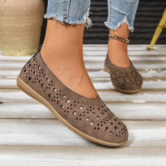 Damen Ballerinas mit modischem Lochdesign und rutschfester Sohle EB